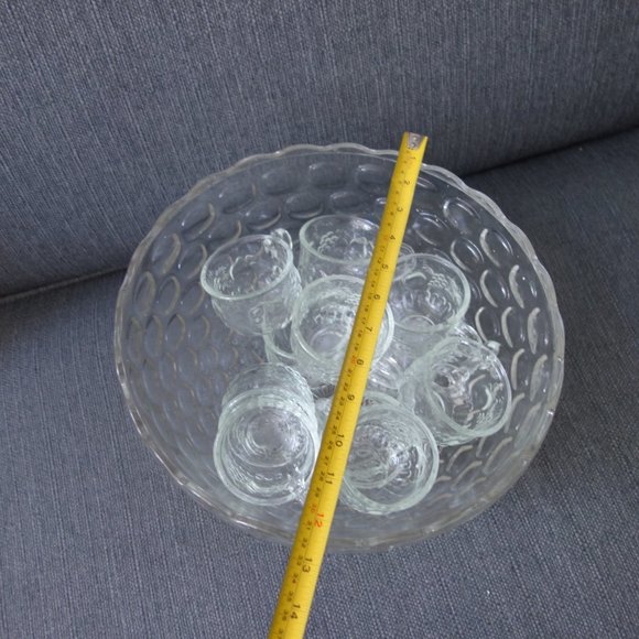 Glass Punch Bowl Set with 11 Glasses - Picture 7 of 15